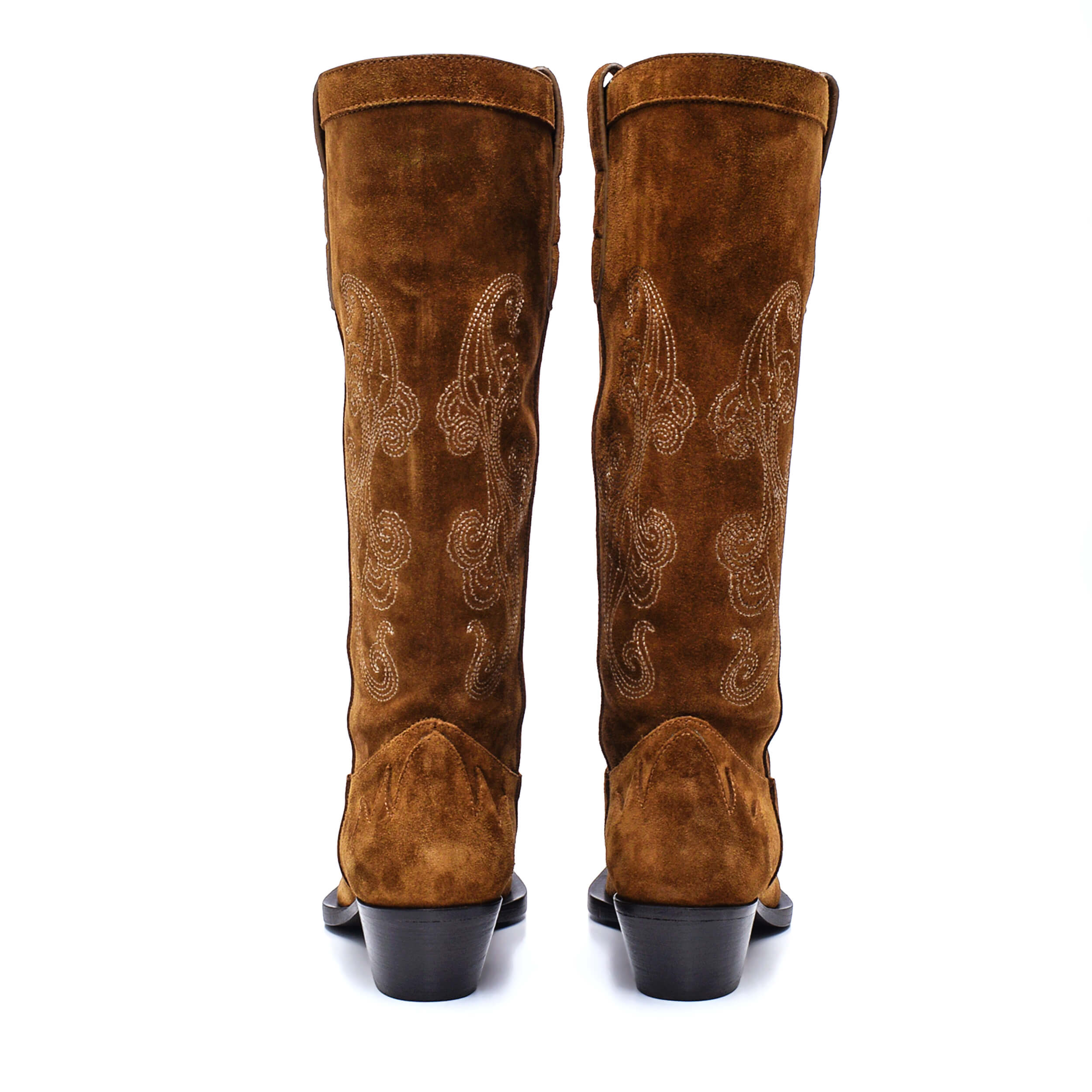 Etro - NEW Khaki Suede Paisley embossed knee/high Western Boots / 37.5